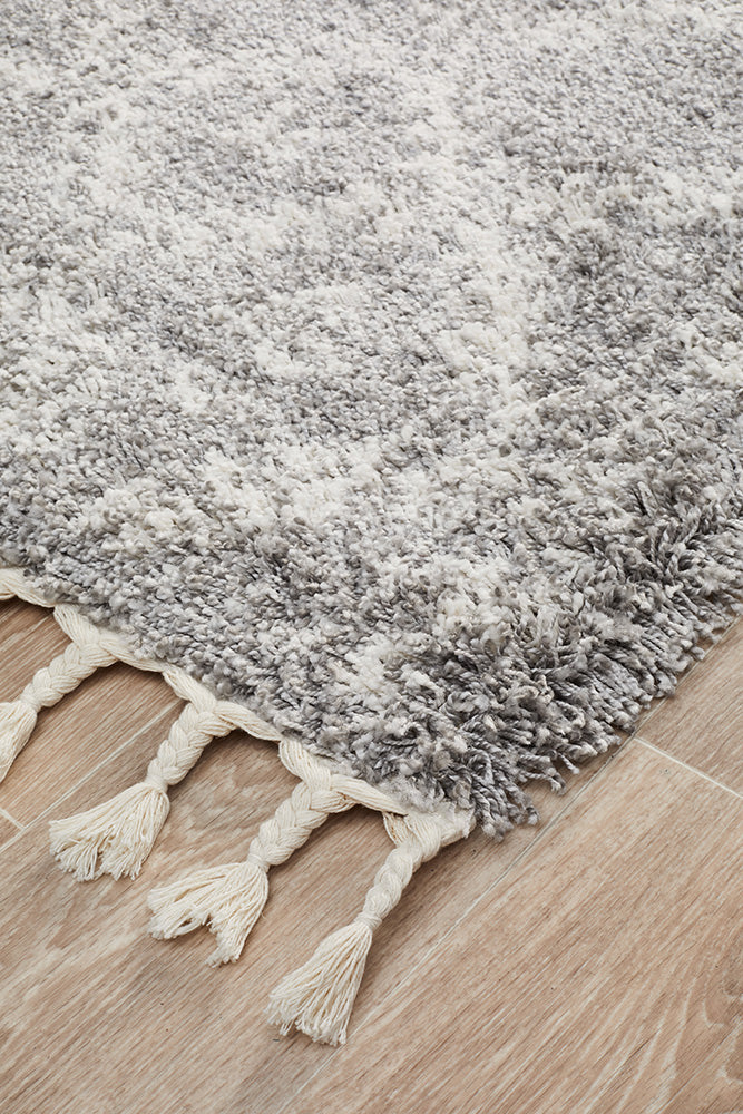 Saffron Tribal Lattice Silver Runner Rug