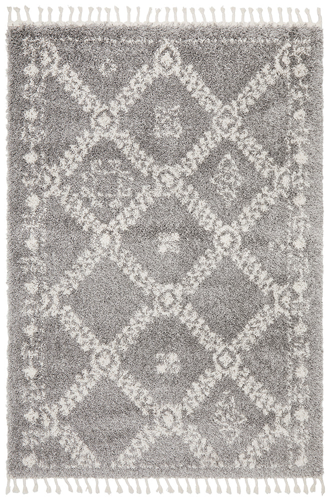 Saffron Tribal Lattice Silver Rug