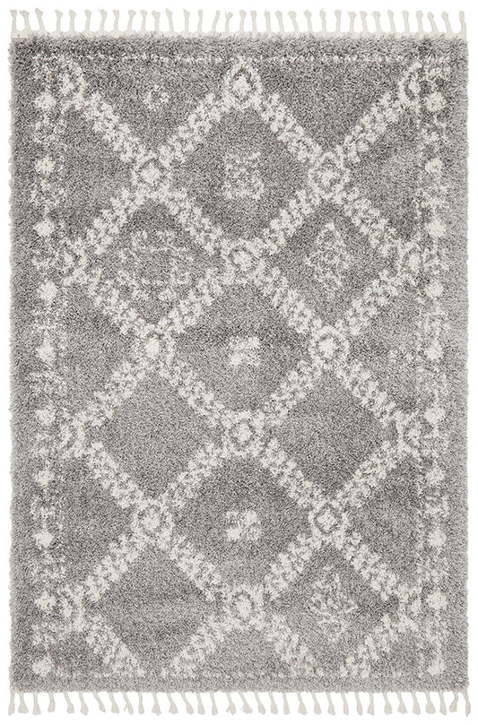 Saffron Tribal Lattice Silver Rug