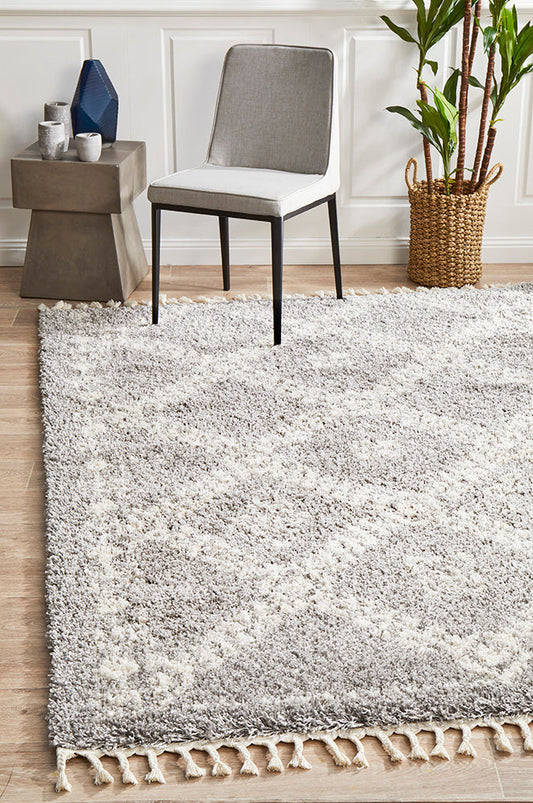 Saffron Tribal Lattice Silver Rug