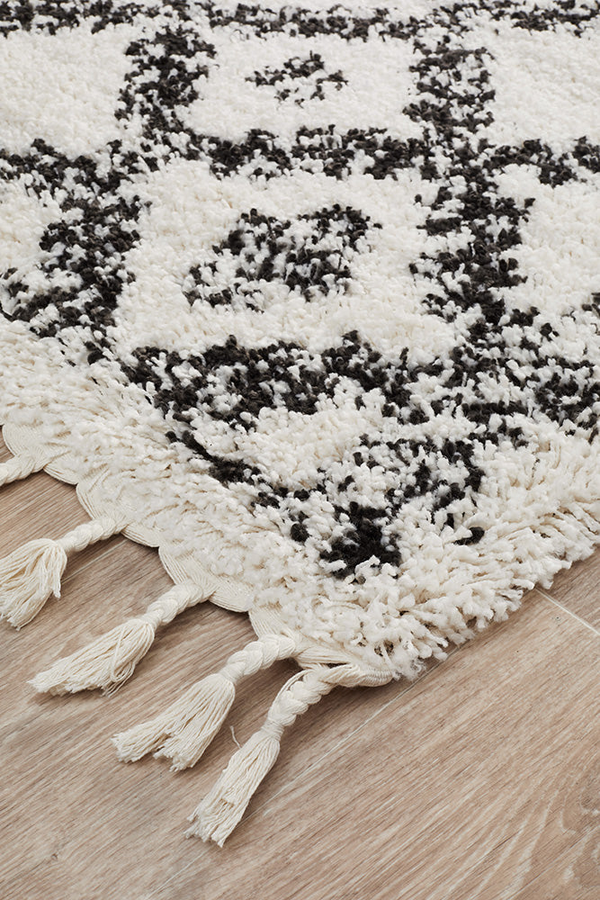Saffron Tribal Lattice White Runner Rug
