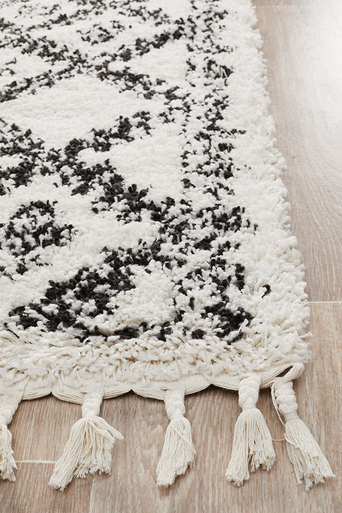 Saffron Tribal Lattice White Runner Rug