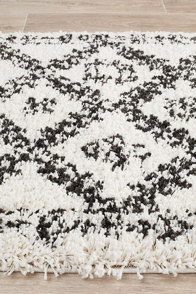 Saffron Tribal Lattice White Runner Rug