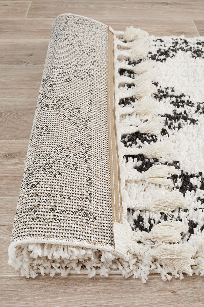 Saffron Tribal Lattice White Runner Rug