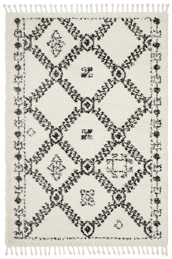 Saffron Tribal Lattice White Rug