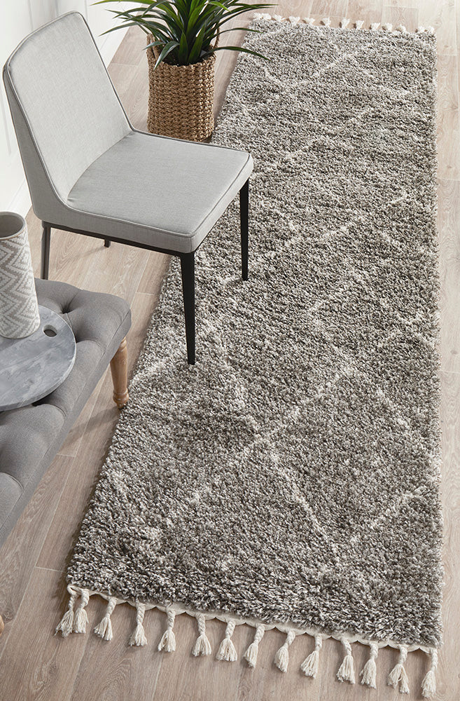 Saffron Tribal Abstract Grey Runner Rug