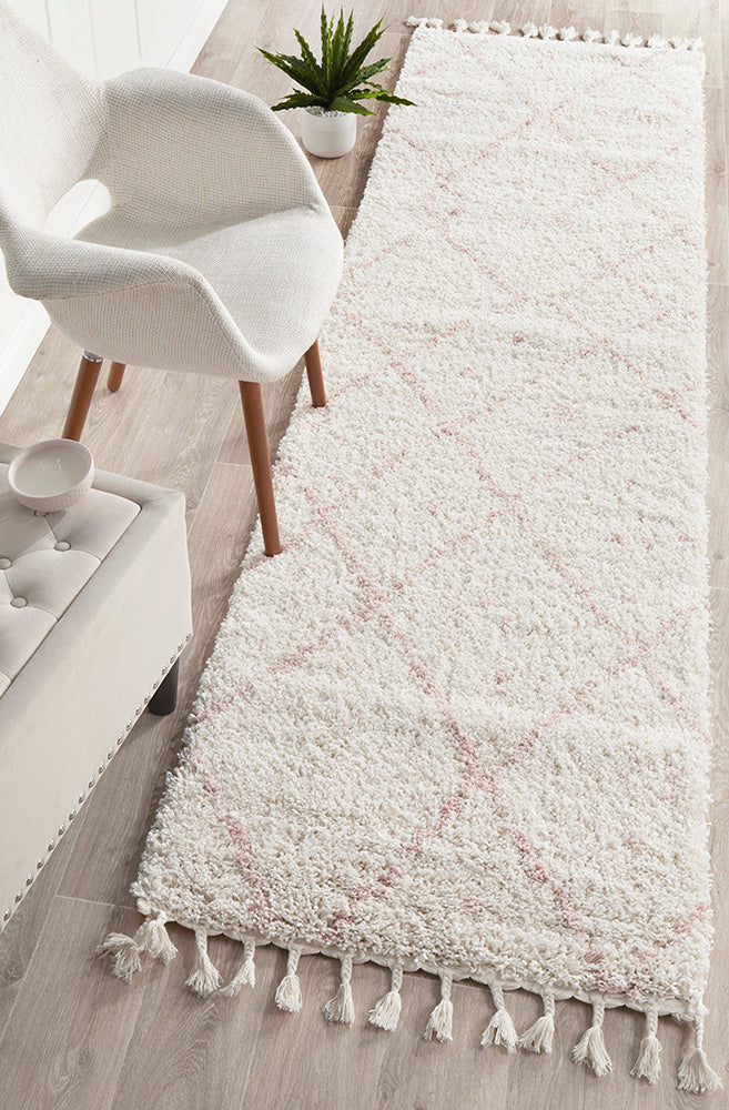 Saffron Tribal Abstract Pink Runner Rug