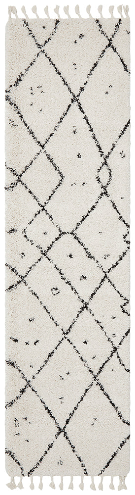 Saffron Tribal Abstract White Runner Rug