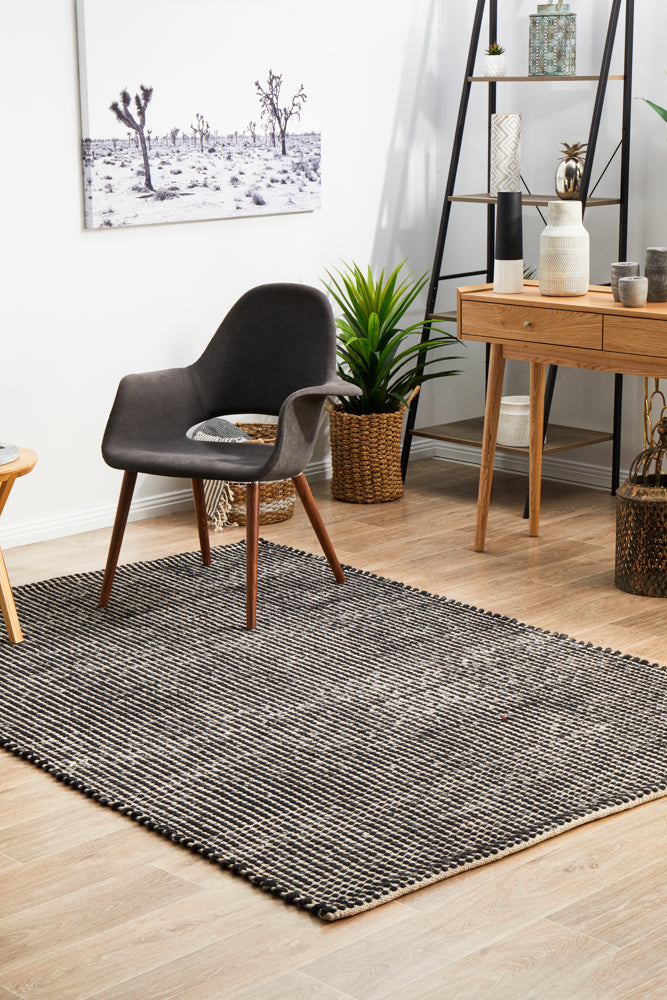 Skandinavian Skandi Weave Black Rug