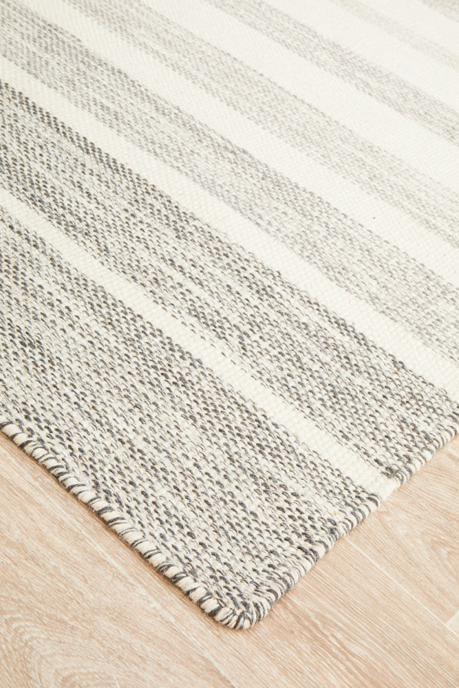 Skandinavian Skandi Stripe Weave Grey Rug