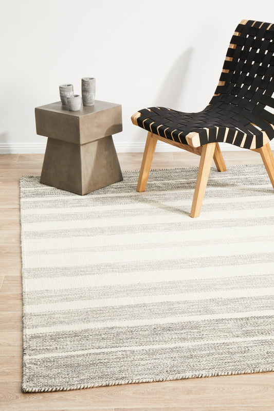 Skandinavian Skandi Stripe Weave Grey Rug
