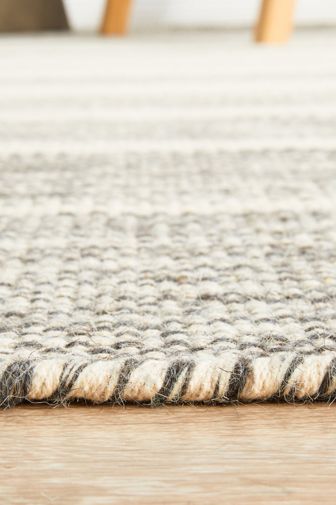 Skandinavian Skandi Stripe Weave Grey Rug