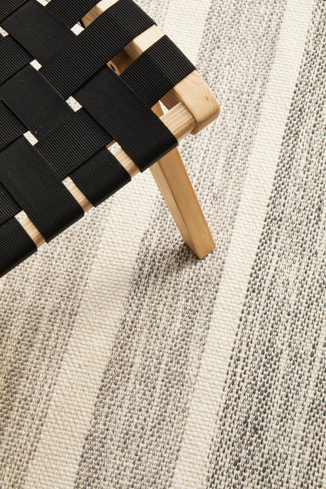 Skandinavian Skandi Stripe Weave Grey Rug