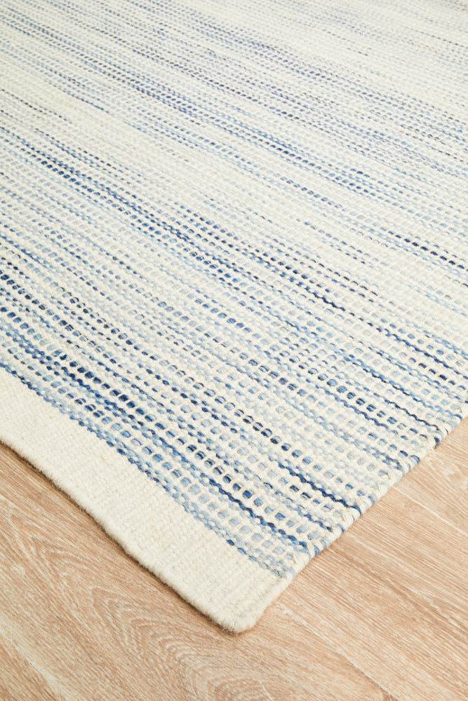Skandinavian Skandi Stripe Weave Blue Rug
