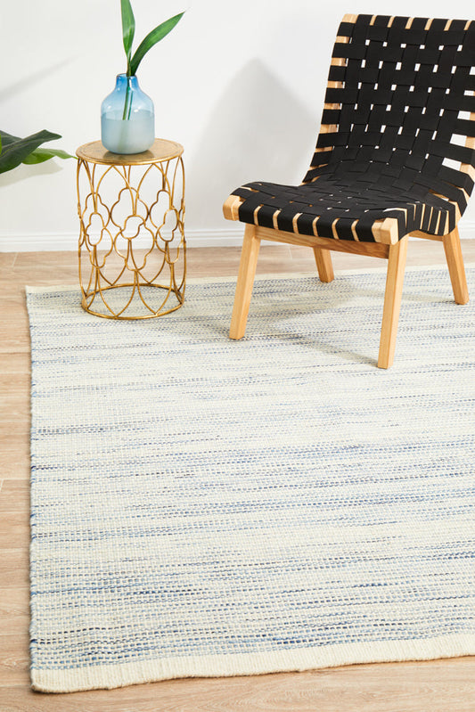 Skandinavian Skandi Stripe Weave Blue Rug