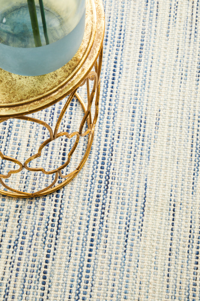 Skandinavian Skandi Stripe Weave Blue Rug