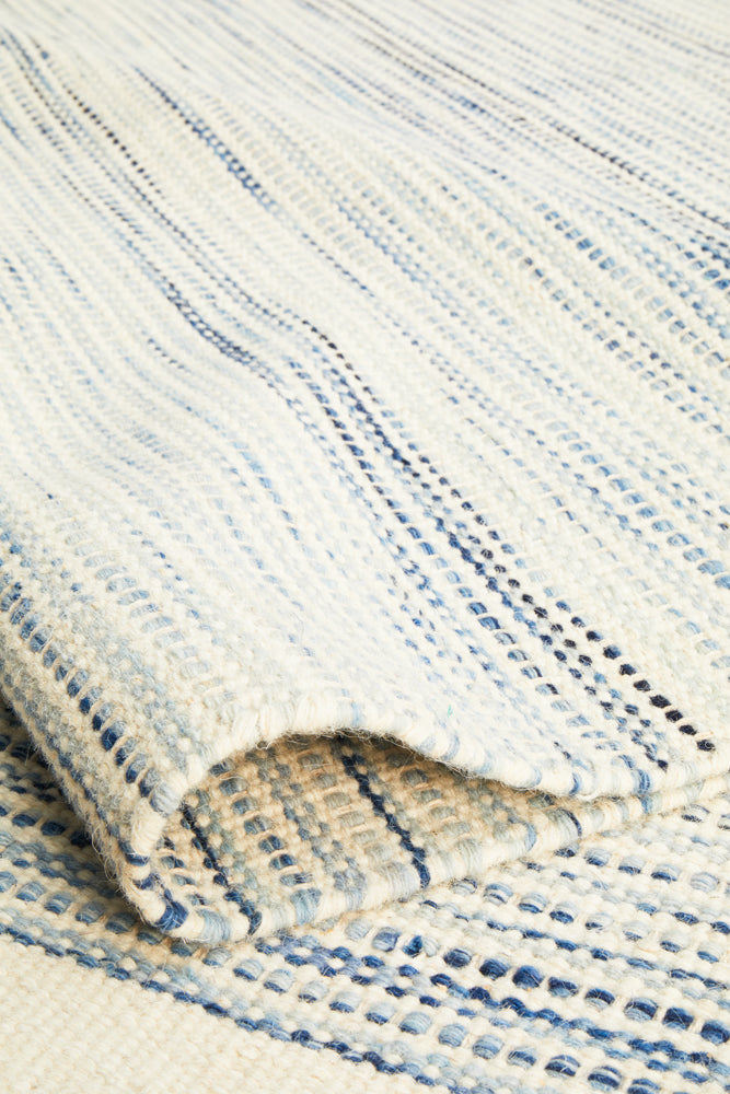 Skandinavian Skandi Stripe Weave Blue Rug