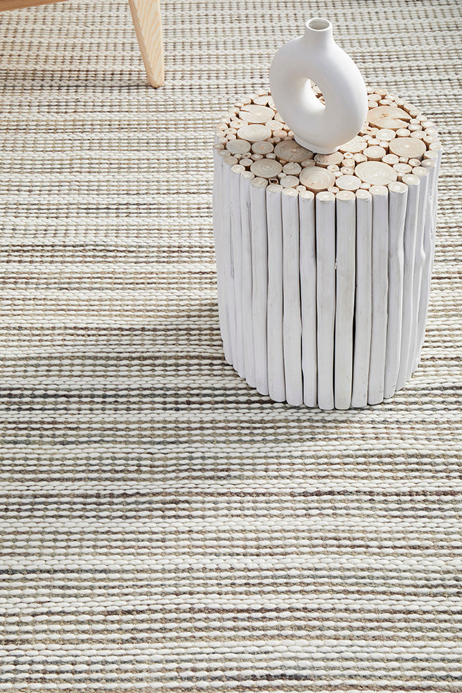 Skandinavian Skandi Stripe Silver Rug