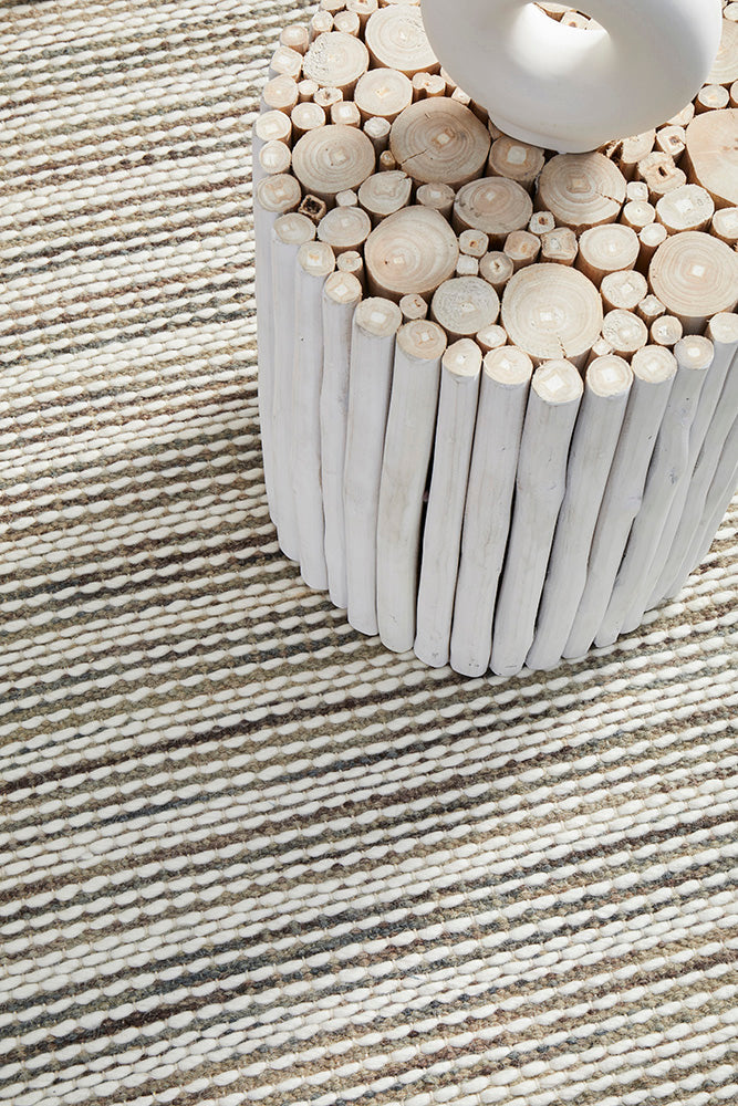 Skandinavian Skandi Stripe Silver Rug