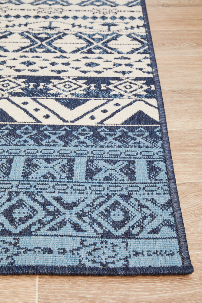 Seaside Tribal White Blue Rug