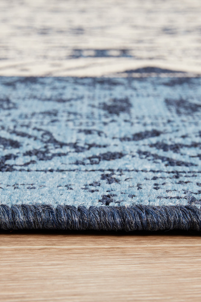 Seaside Tribal White Blue Rug