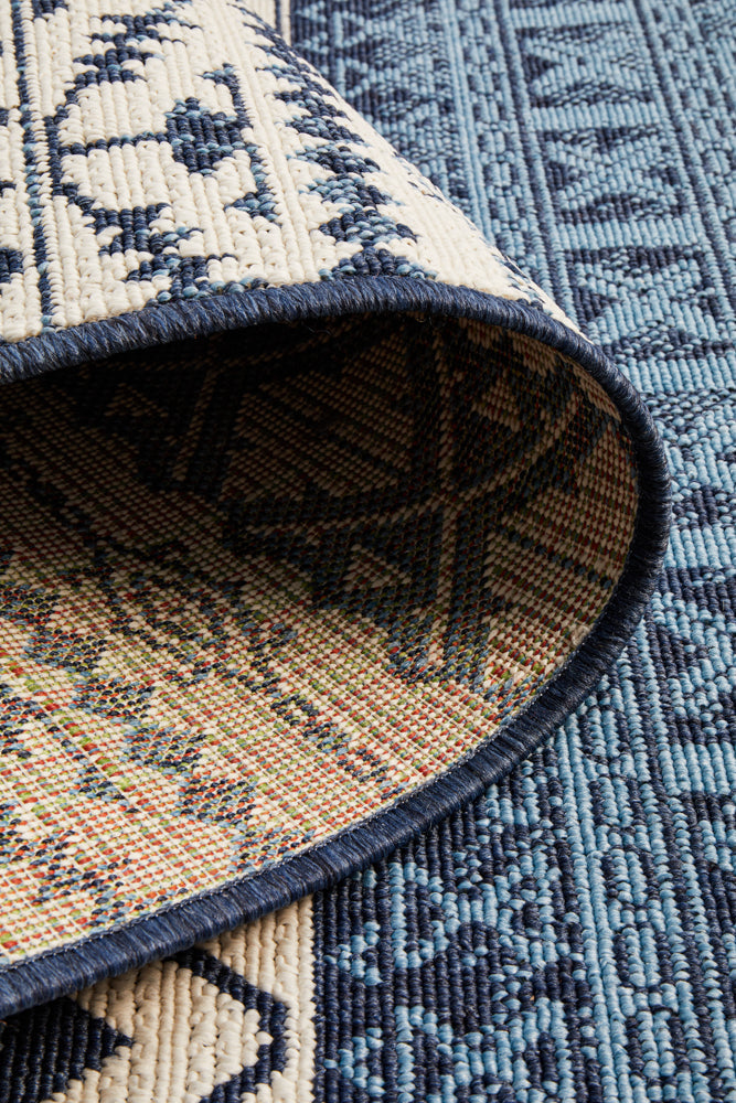 Seaside Tribal White Blue Rug