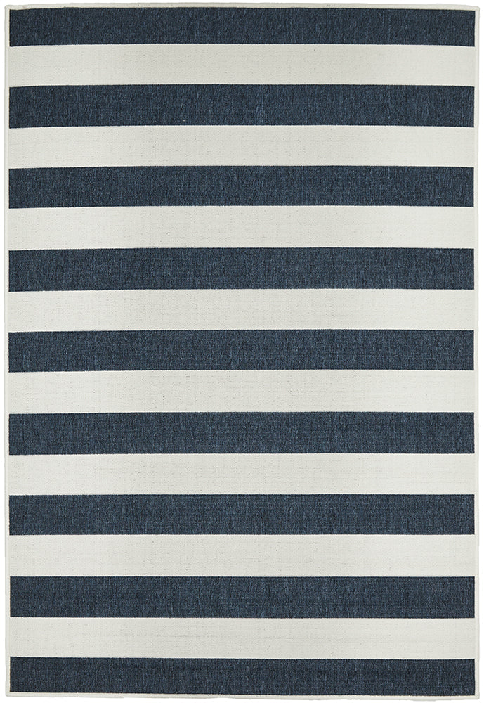Seaside Tribal Navy White Rug