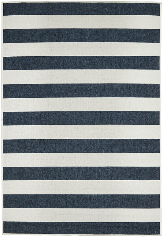 Seaside Tribal Navy White Rug