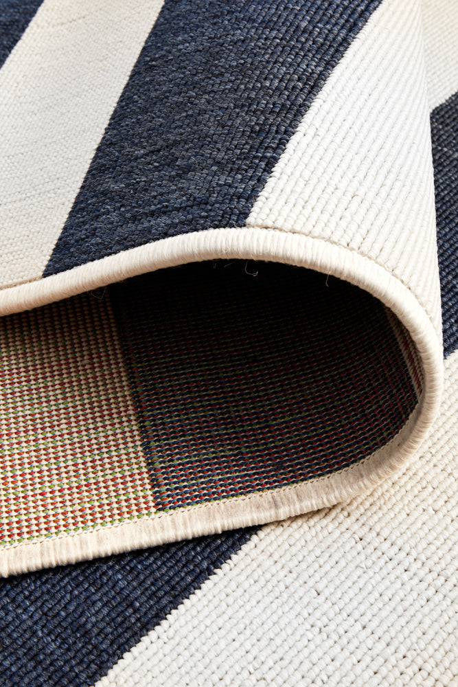 Seaside Tribal Navy White Rug