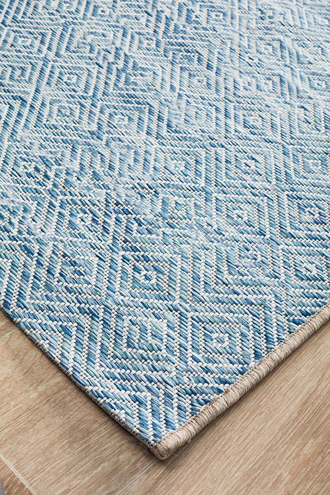 Terrace Diamond Blue Runner Rug