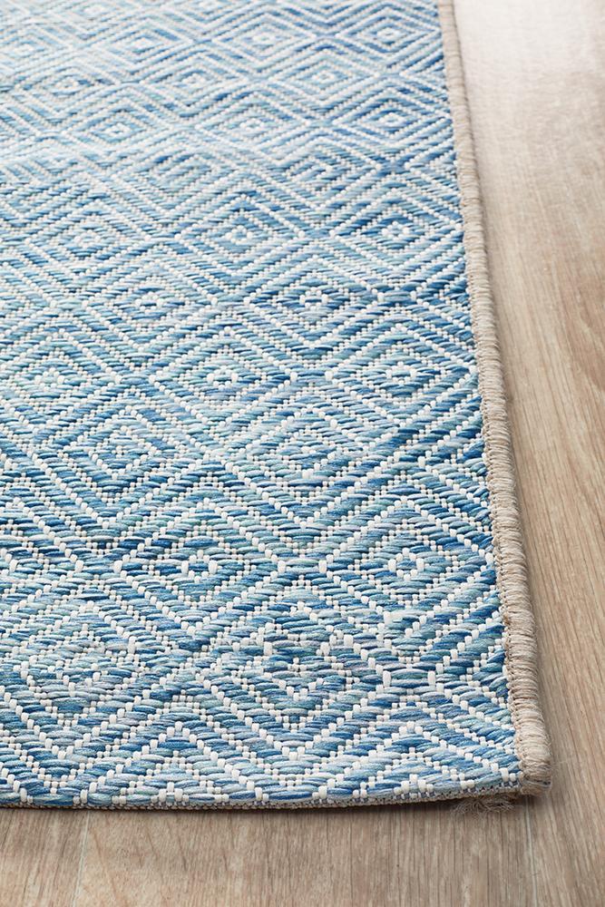 Terrace Diamond Blue Runner Rug