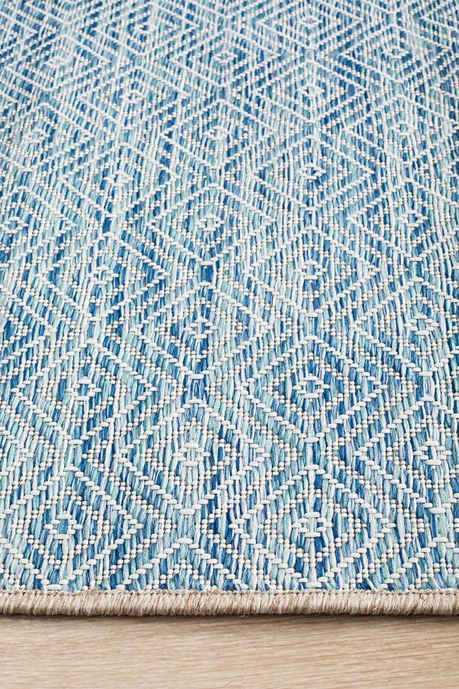 Terrace Diamond Blue Runner Rug