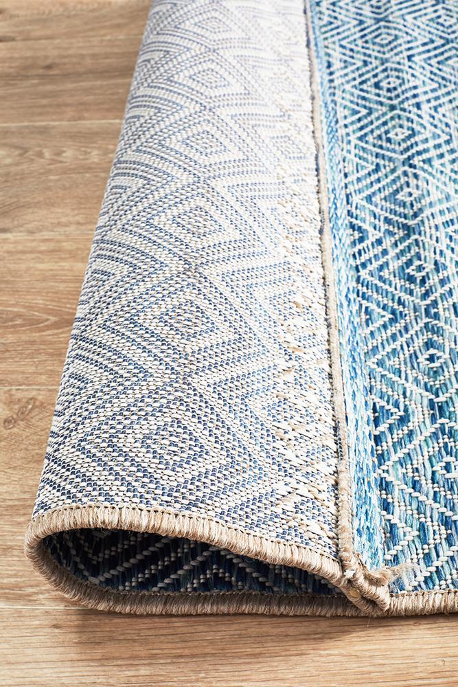 Terrace Diamond Blue Runner Rug