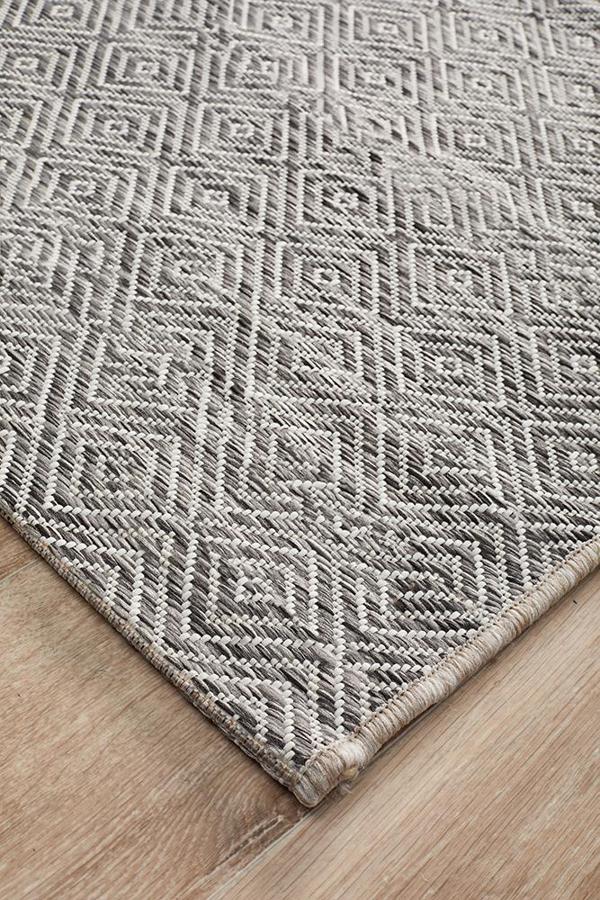 Terrace Diamond Grey Runner Rug