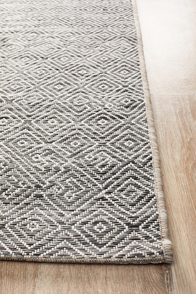 Terrace Diamond Grey Runner Rug