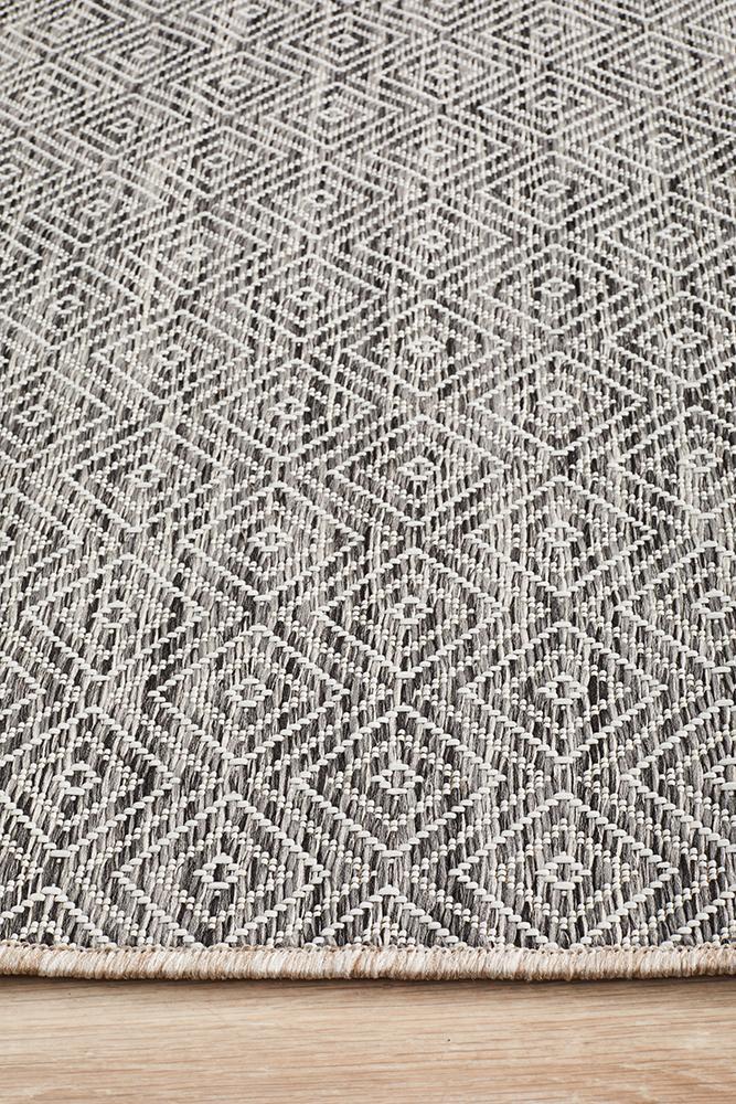 Terrace Diamond Grey Runner Rug