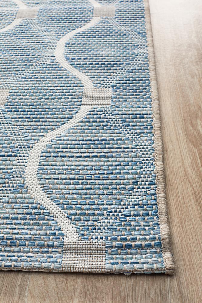 Terrace Lattice Blue Runner Rug