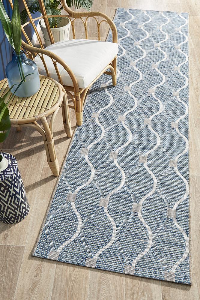 Terrace Lattice Blue Runner Rug