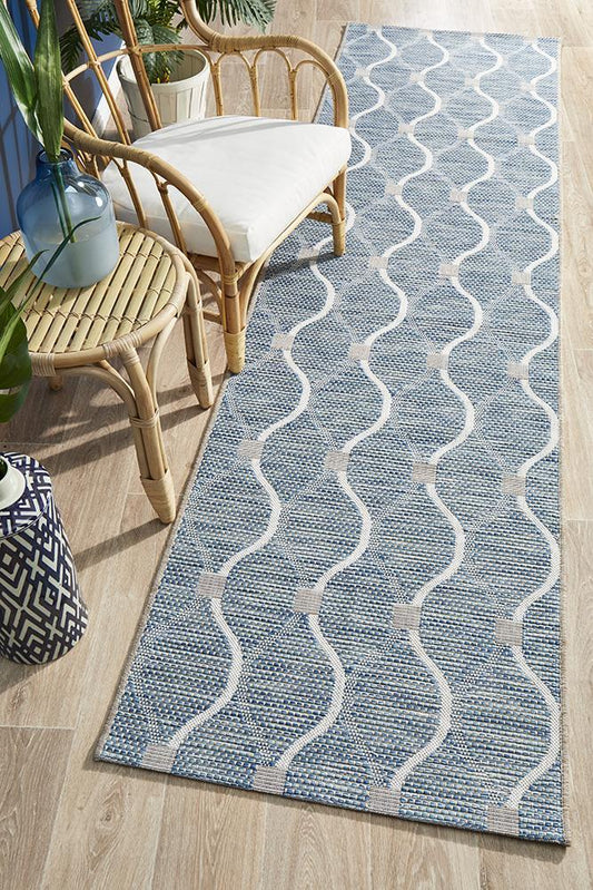 Terrace Lattice Blue Runner Rug