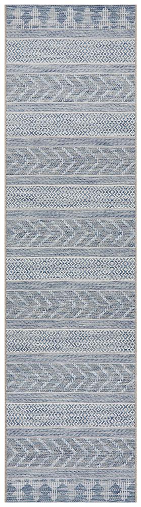 Terrace Multi Pattern Blue Runner Rug