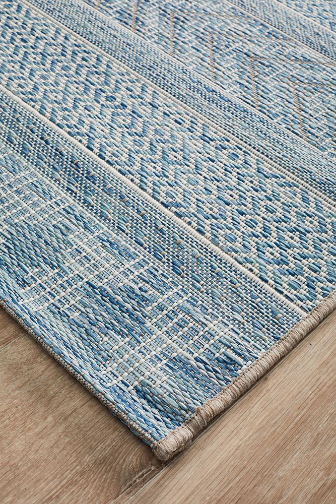 Terrace Multi Pattern Blue Runner Rug