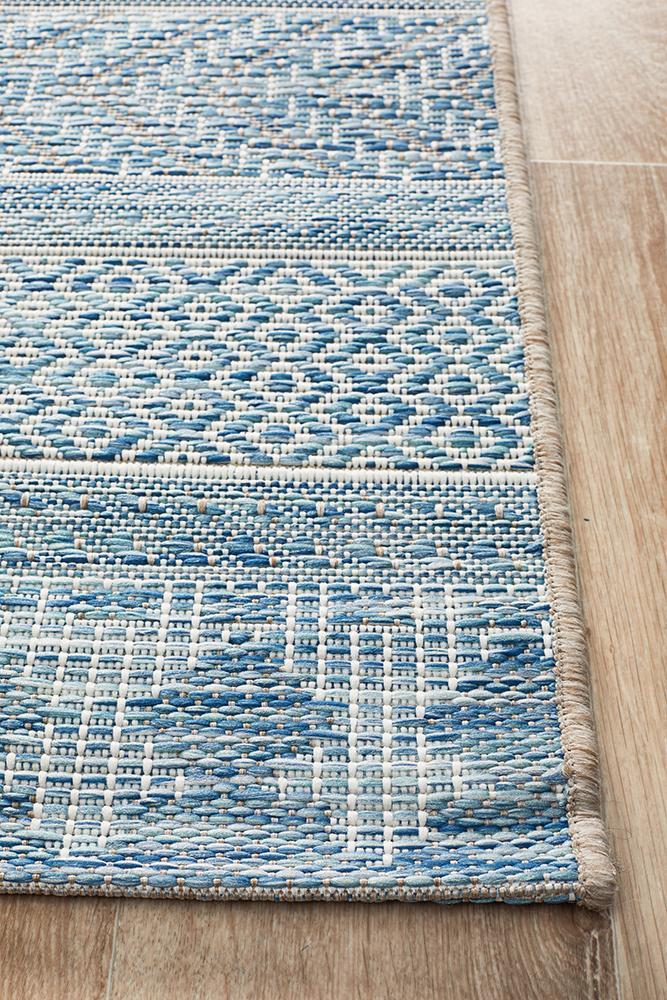 Terrace Multi Pattern Blue Runner Rug