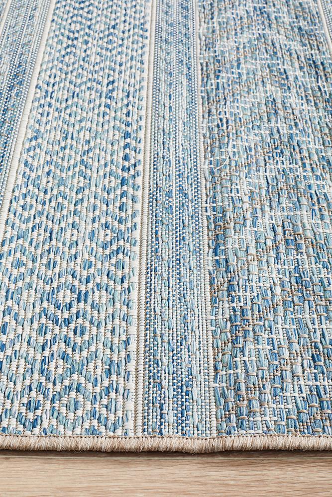 Terrace Multi Pattern Blue Runner Rug