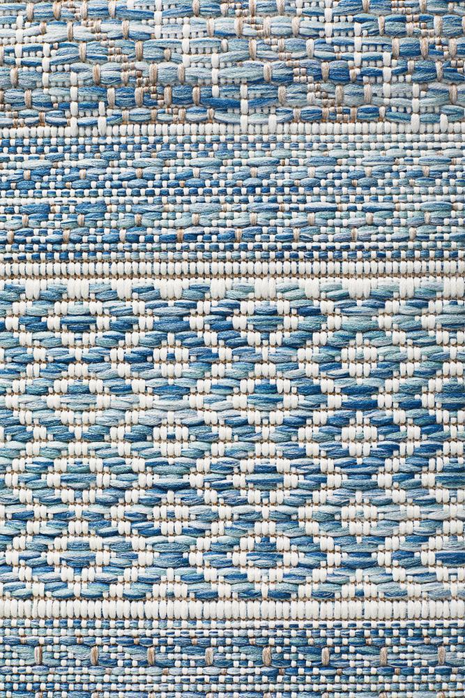 Terrace Multi Pattern Blue Runner Rug