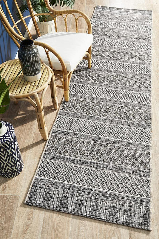 Terrace Multi Pattern Grey Runner Rug