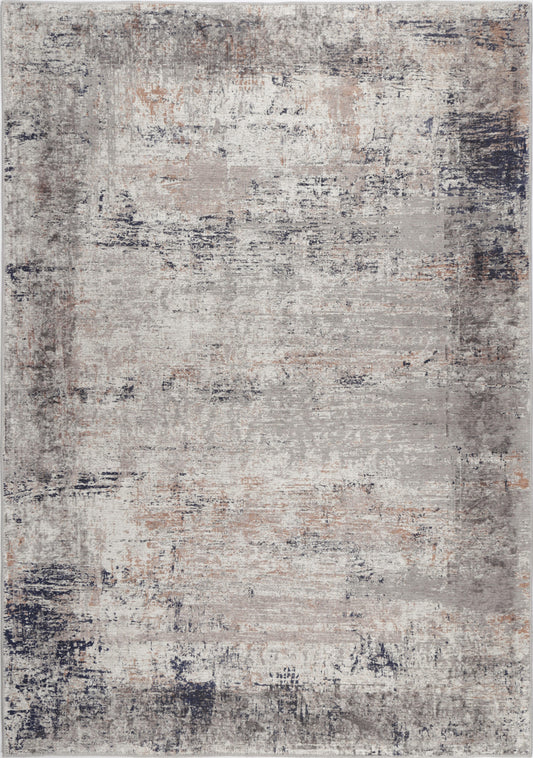 Abstract Echo Blue Grey Washable Rug