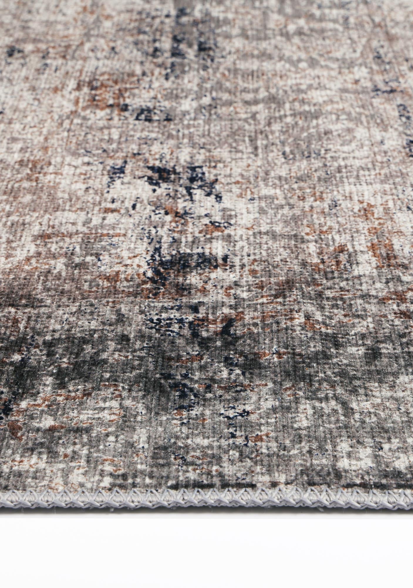 Abstract Echo Blue Grey Washable Rug