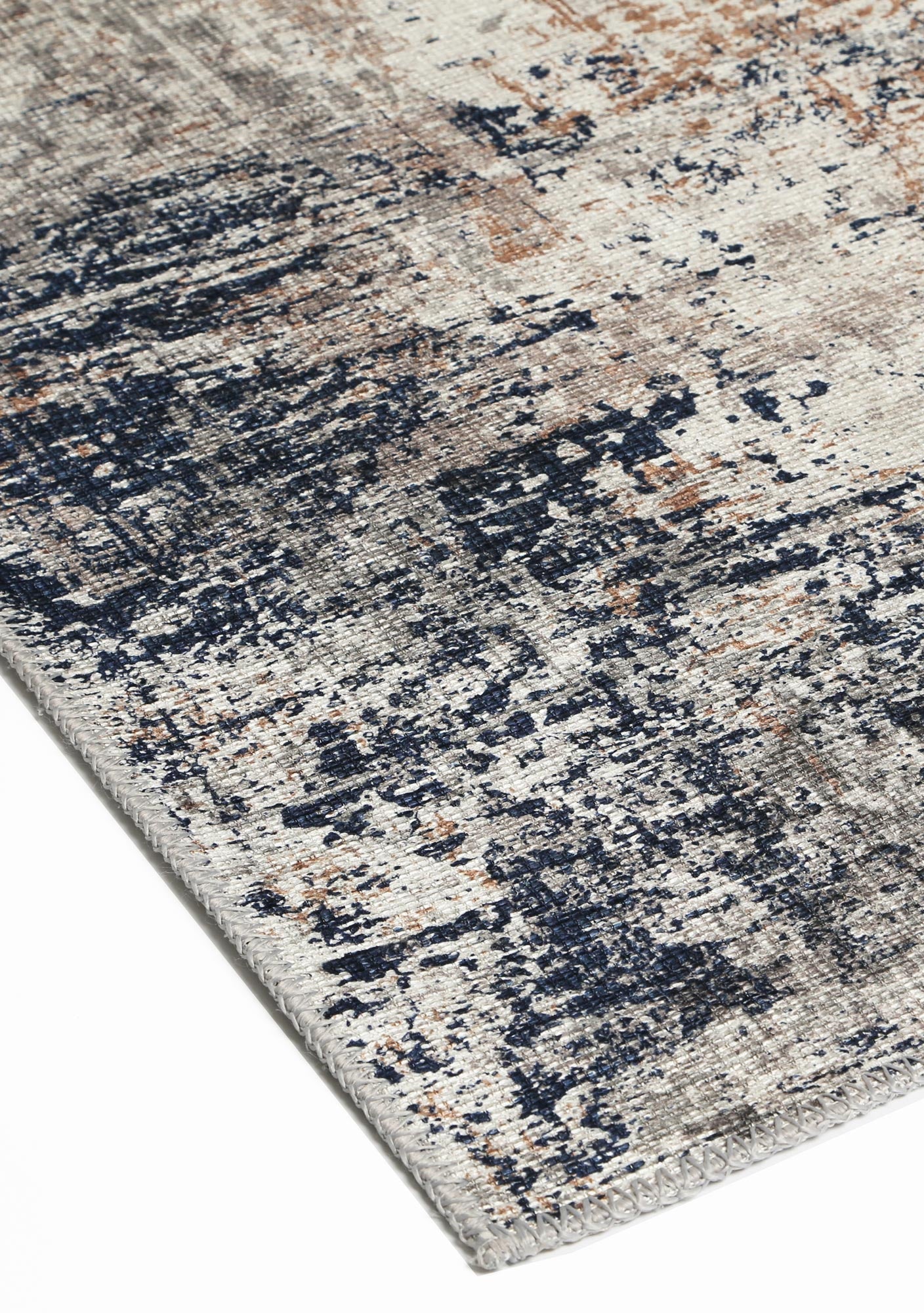 Abstract Echo Blue Grey Washable Rug