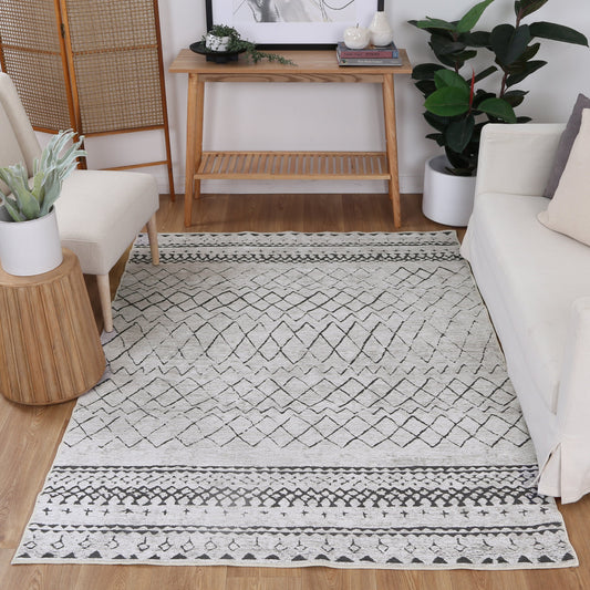 Alma Scandi Silver Washable Rug