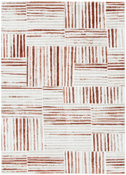 Wellington Geometric Lines Rust Rug